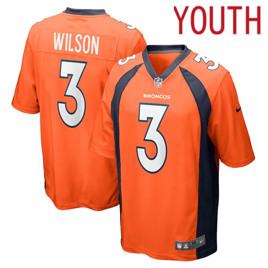 Youth Denver Broncos #3 Russell Wilson Nike Orange Game NFL Jersey